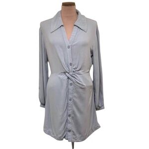 Anthropologie Oak + Fort Shirtdress Shirt Dress Size Small Gray Twist Knot Front